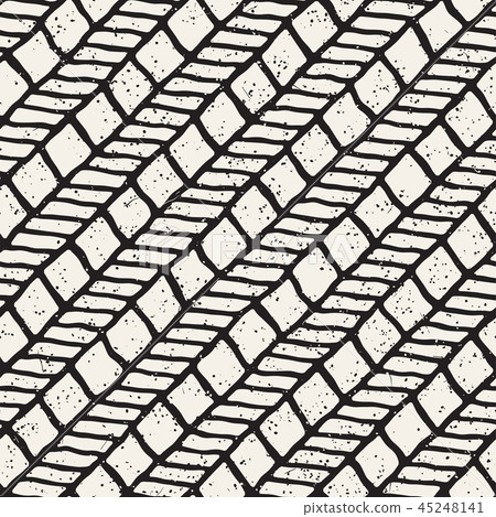 Simple ink geometric pattern. Monochrome black and white strokes background. Hand drawn ink texture Simple ink geometric pattern. Monochrome black and white strokes background. Hand drawn ink texture 45248141
