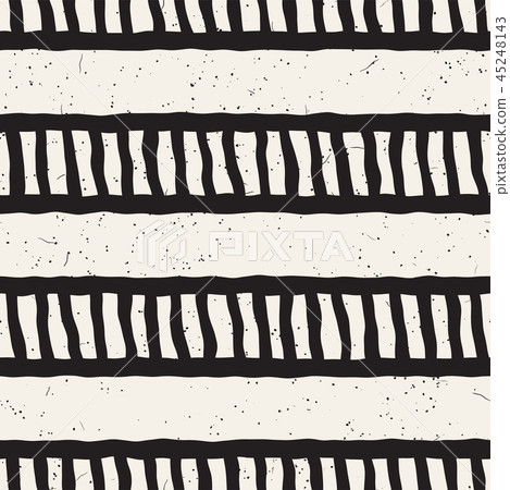 Simple ink geometric pattern. Monochrome black and white strokes background. Hand drawn ink texture Simple ink geometric pattern. Monochrome black and white strokes background. Hand drawn ink texture 45248143