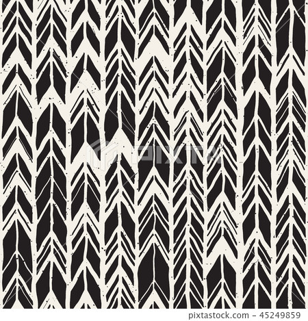 Seamless hand drawn style chevron pattern in black and white. Abstract vector background 45249859