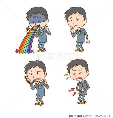 Office worker man one person anxious trouble set Office worker man one person anxious trouble set 45250721
