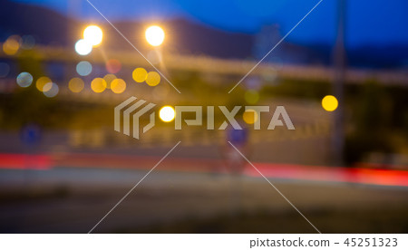 Blurred view of city highway in dusk Blurred view of city highway in dusk 45251323