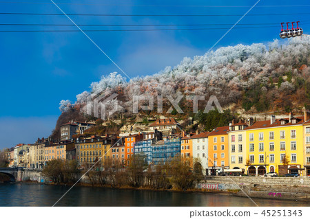 Right bank of Isere in Grenoble with cable car Right bank of Isere in Grenoble with cable car 45251343