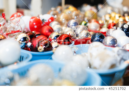 Illustration of Christmas ornamentals on the showcases 45251702