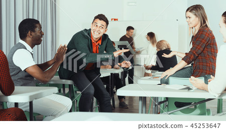 Students enjoying free time in class 45253647