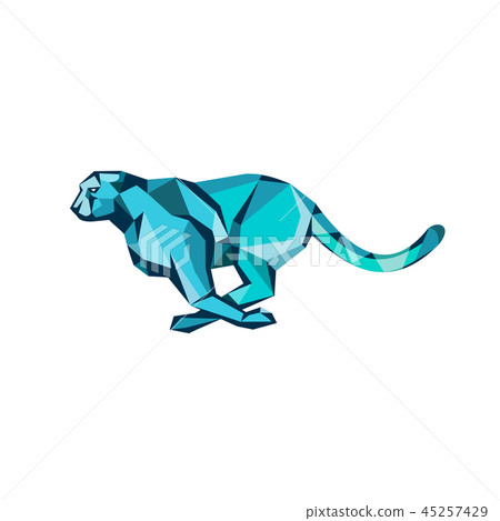 Cheetah Running Side Low Polygon 45257429