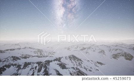 aerial view of Milky Way above snow terrain 45259073