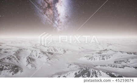 aerial view of Milky Way above snow terrain 45259074