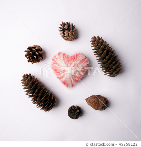 Christmas holiday minimal concept, woolen heart Christmas holiday minimal concept, woolen heart 45259122