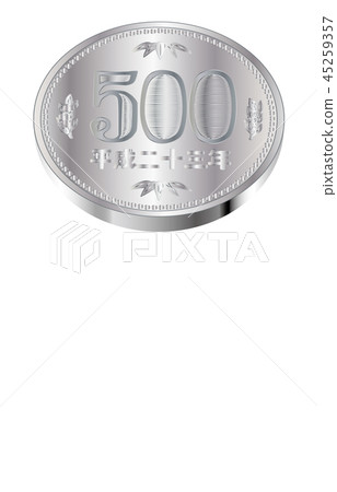 對角線背面的日元500日元硬幣 45259357