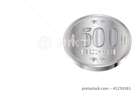 對角線背面的日元500日元硬幣 45259361