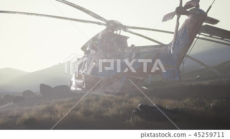 old rusted military helicopter in the desert old rusted military helicopter in the desert 45259711