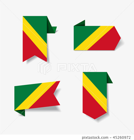 Congolese flag stickers and labels. Vector illustration. 45260972