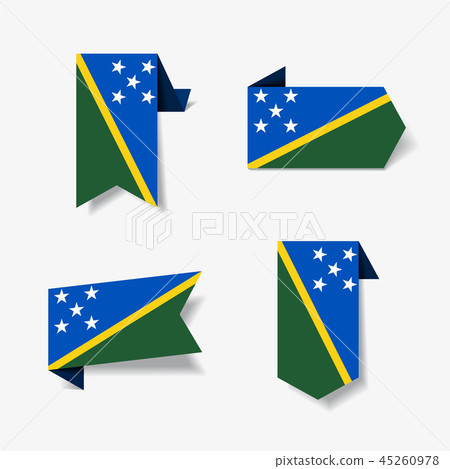 Solomon Islands flag stickers and labels. Vector illustration. 45260978