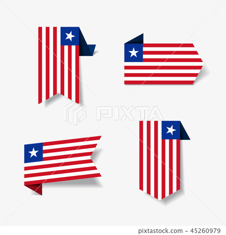 Liberian flag stickers and labels. Vector illustration. Liberian flag stickers and labels. Vector illustration. 45260979