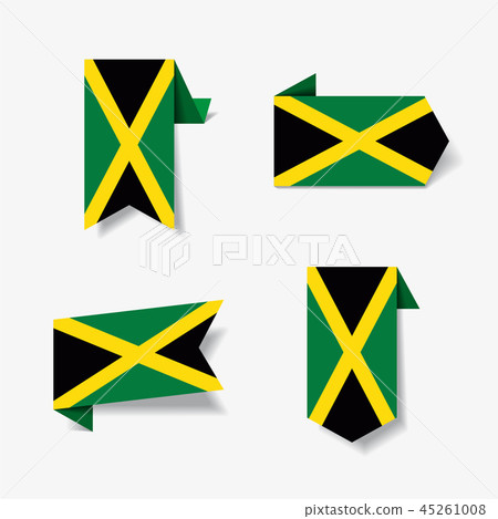 Jamaican flag stickers and labels. Vector illustration. Jamaican flag stickers and labels. Vector illustration. 45261008