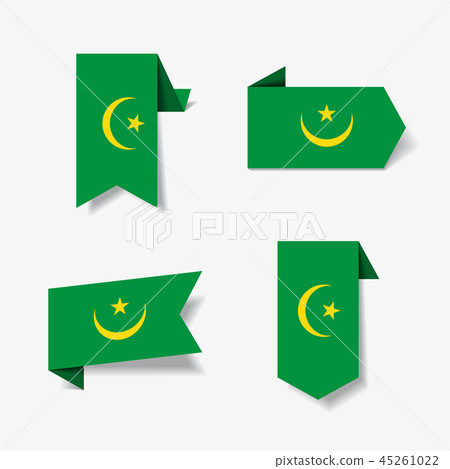 Mauritanian flag stickers and labels. Vector illustration. 45261022