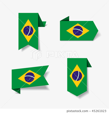 Brazilian flag stickers and labels. Vector illustration. 45261023