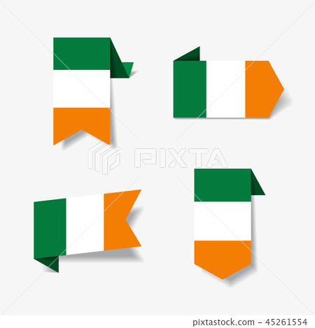 Irish flag stickers and labels. Vector illustration. 45261554