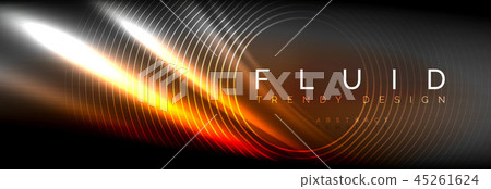 Neon glowing fluid wave lines, magic energy space light concept, abstract background wallpaper 45261624