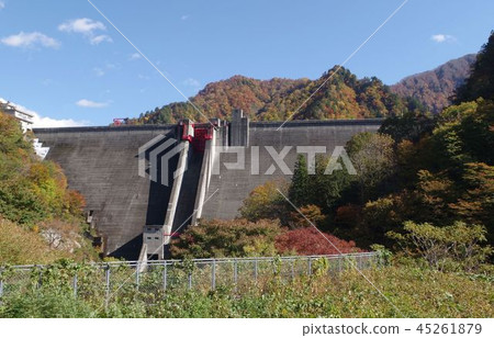 Kaji River flood control dam late autumn 45261879