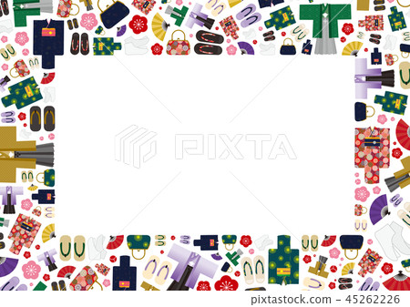 新年的框架日本和服 45262226