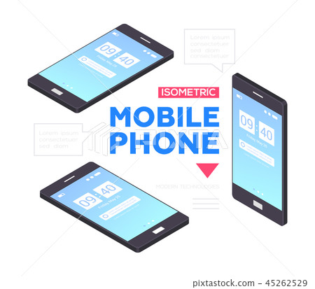 Mobile phones banner - modern vector isometric illustration Mobile phones banner - modern vector isometric illustration 45262529