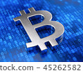 Metall bitcoin sign on digital code background 45262582