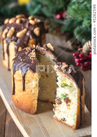 Decorated panettone with Christmas tree Decorated panettone with Christmas tree 45262599
