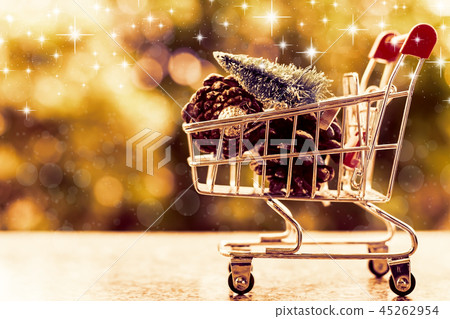 Xmas decorative items in mini shopping cart 45262954