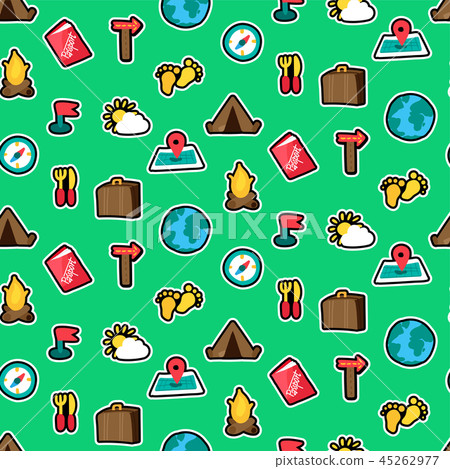 Camp, tourism and travel seamless pattern 45262977