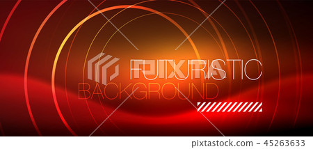 Neon glowing techno lines, hi-tech futuristic abstract background template with square shapes 45263633