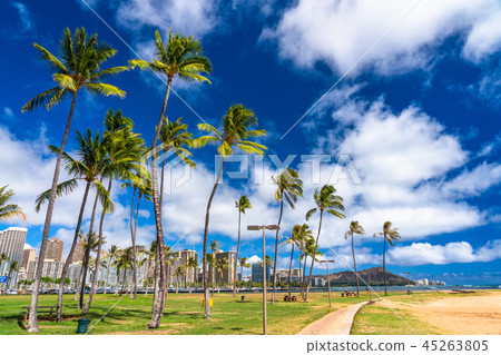 <<夏威夷>>來自Diamond Head和Waikiki Magic Island 45263805