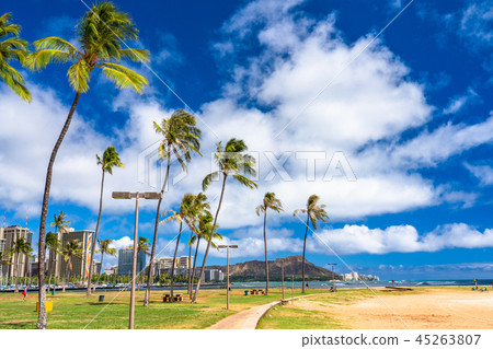 <<夏威夷>>來自Diamond Head和Waikiki Magic Island 45263807