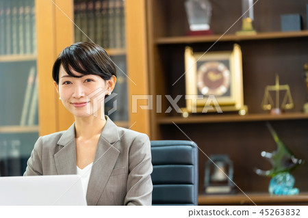 Female employee Private office Judicial scrivener Accountant Serious face 45263832