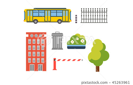 City street elements set, urban infrastructure objects vector Illustration on a white background City street elements set, urban infrastructure objects vector Illustration on a white background 45263961