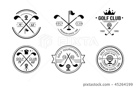 Golf club premium since 1968 logo, golfing club retro badges, sport tournament or competition 45264199