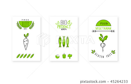 Bio product logo design, vegetarian food badges, emblem for organic vegan shop, farmers market Bio product logo design, vegetarian food badges, emblem for organic vegan shop, farmers market 45264233