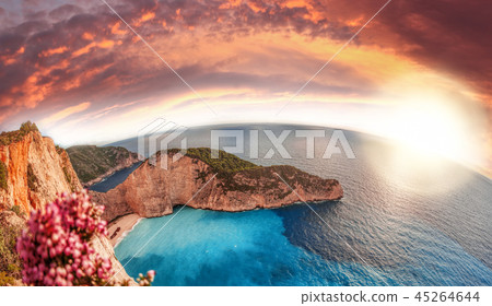 Navagio beach on Zakynthos island in Greece Navagio beach on Zakynthos island in Greece 45264644