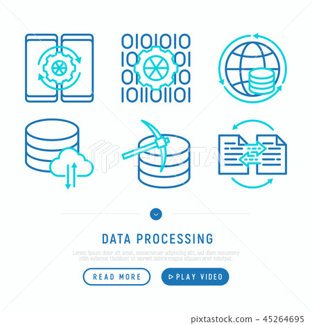 Data processing with thin line icons 45264695