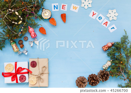 new year Christmas background Christmas tree toys gifts winter 45266700