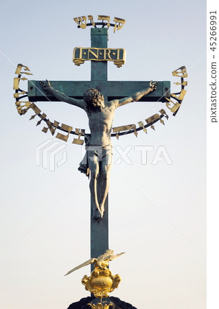 Jesus Christ crucifixion statue Charles Bridge 45266991