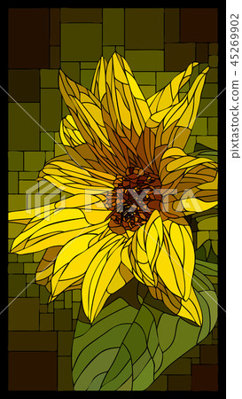 Mosaic with blooming yellow sunflower. 45269902