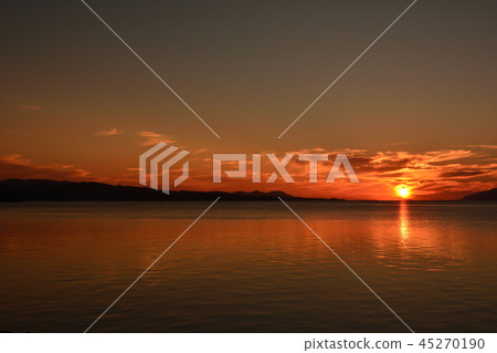 Sunset from Lake Shinji Lake Shiragata Park Shimane Prefecture 45270190