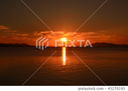 Sunset from Lake Shinji Lake Shiragata Park Shimane Prefecture 45270193