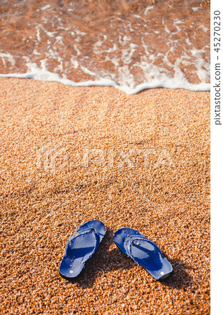 blue Slippers on the beach Lloret de Mar blue Slippers on the beach Lloret de Mar 45270230