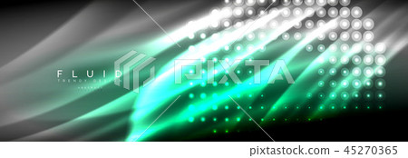 Liquid neon flowing waves, glowing light lines background 45270365