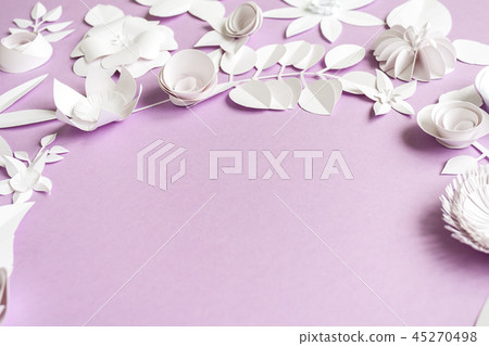 round frame with paper flowers round frame with paper flowers 45270498