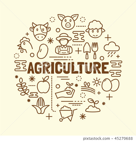 agriculture minimal thin line icons set 45270688