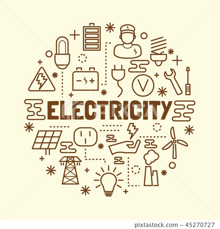 electricity minimal thin line icons set 45270727