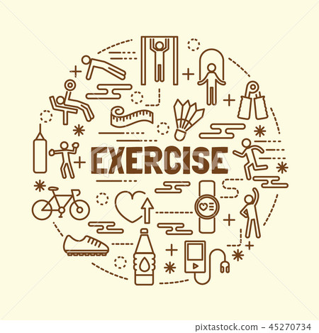 exercise minimal thin line icons set 45270734